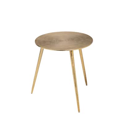 Modern Gold Metal Round Side End Table with 3-Leg Base for Living Room Bedroom or Entryway