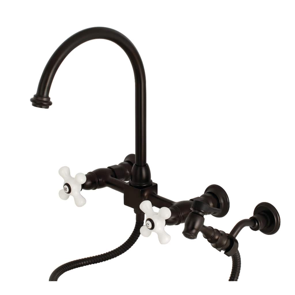 Kingston Brass Restoration 1.8 GPM Wall Mounted Bridge Kitchen Faucet