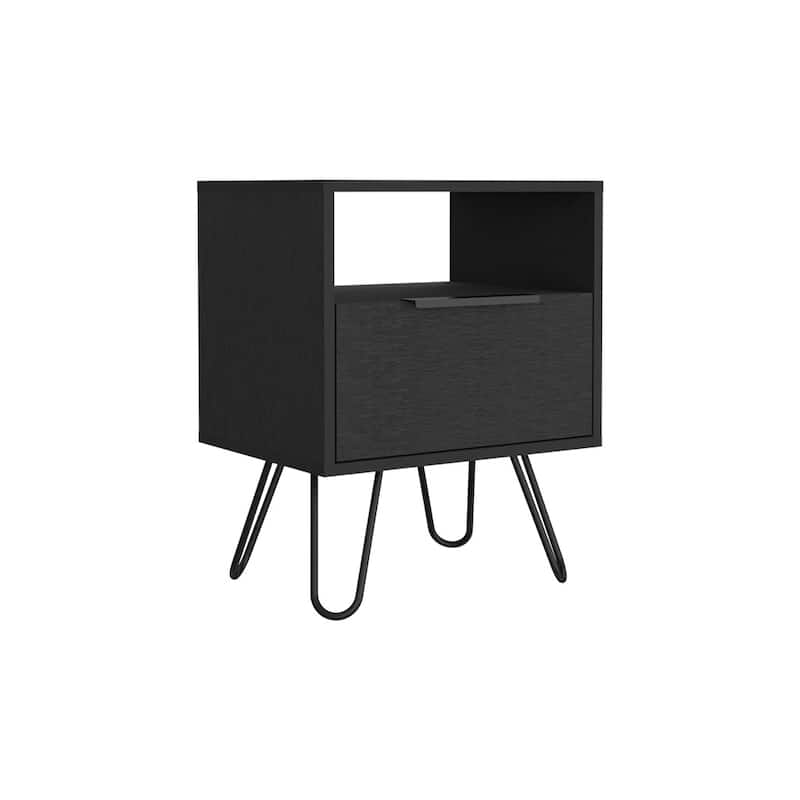 Nightstand With Single Drawer And Hairpin Legs