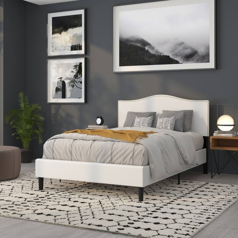 Arched Upholstered Headboard with Nailhead Trim