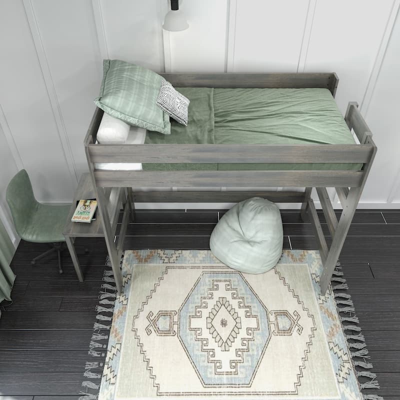 Max and Lily Farmhouse Twin-Size High Loft Bed with Desk