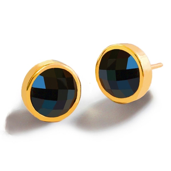 black onyx stud earrings yellow gold