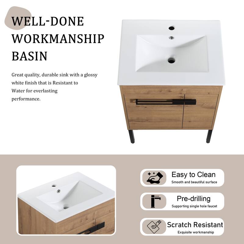 Bathroom Vanity With Sink In 24/30/36 Inch, Floating Bathroom Vanity or Freestanding Vanity With Soft Close Door