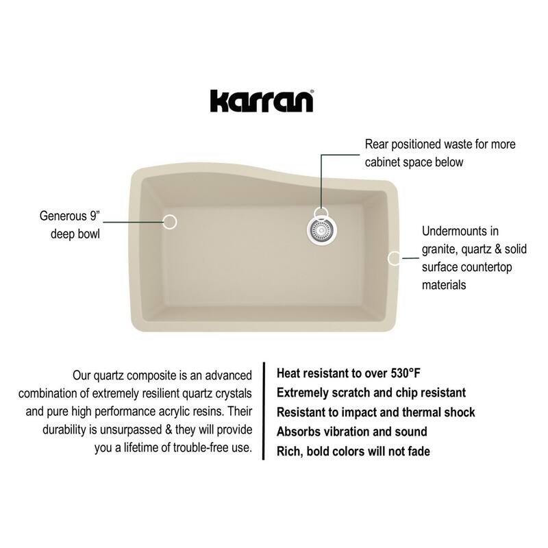 Karran Undermount Quartz Single Bowl Kitchen Sink