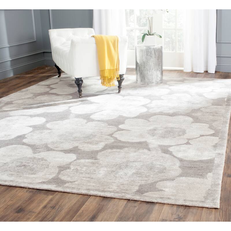 SAFAVIEH Couture Hand-knotted Tibetan Sheribane Modern Wool Rug - 6' x 9' - Silver