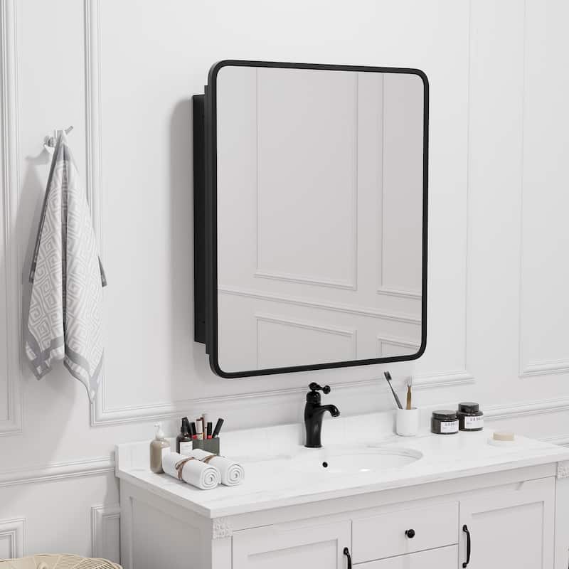 Multifunctional Wall-Mounted Mirrored Cabinet with Magnetic Doors