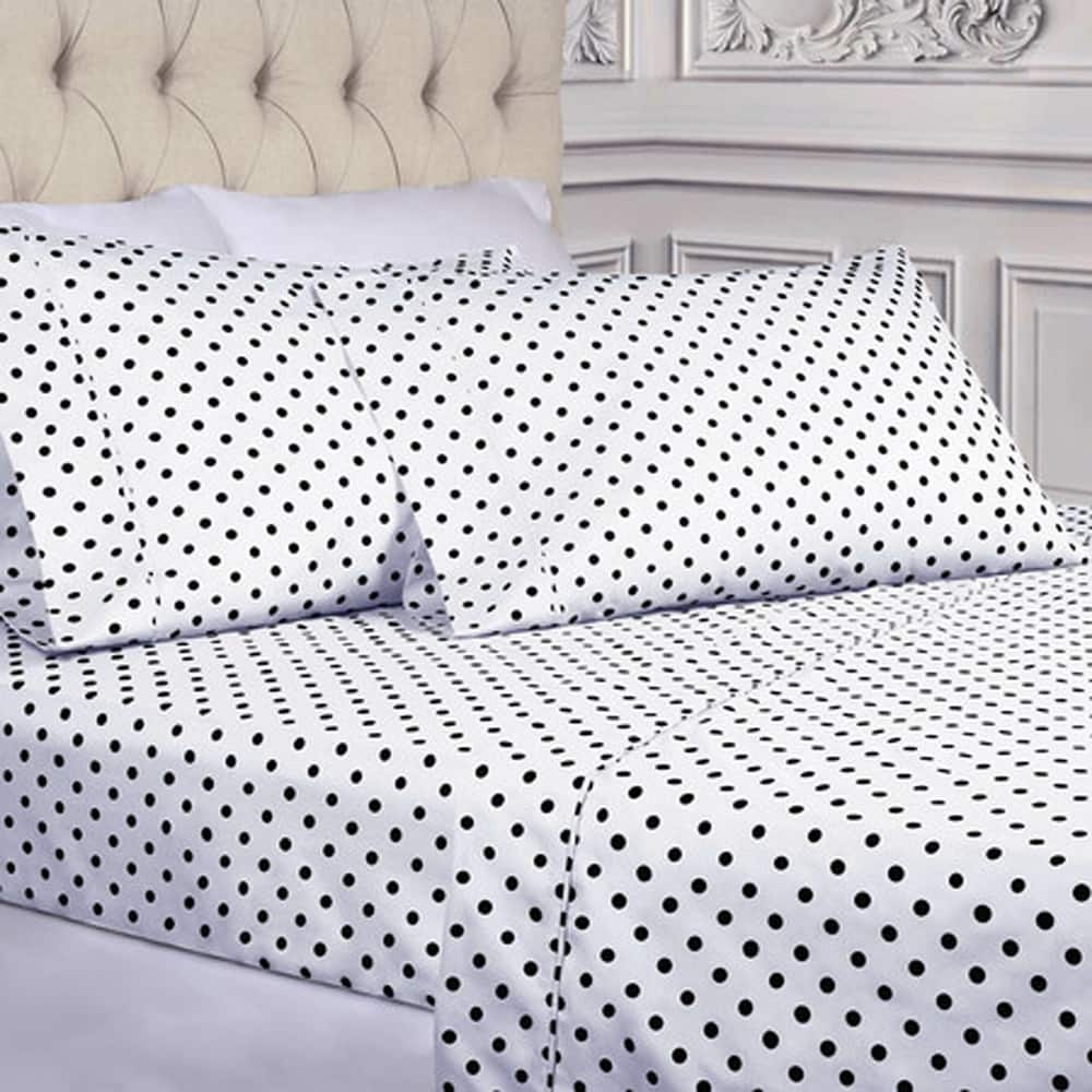 Superior Thread Count 600TC Cotton Blend Polka Dot Bed Sheet Set