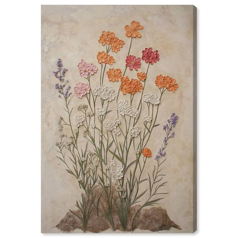 Sculpted Flora Frieze II Canvas by Art Remedy, Gallery Wrapped - 24" x 36"
