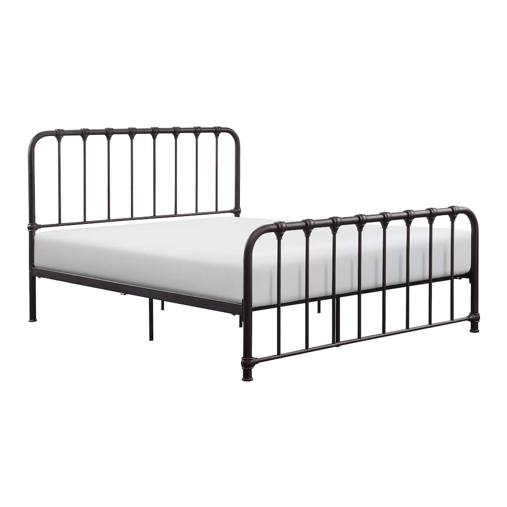 Ethan Full Size Metal Bed, Bronze Spindle Design, Heavy Duty Slat Support