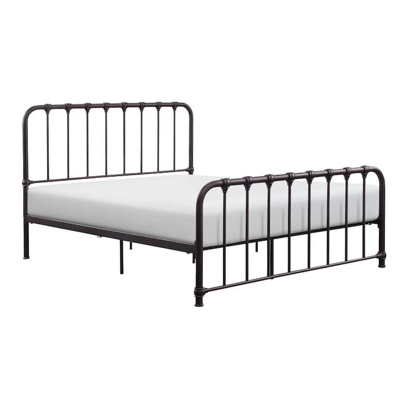 Ethan Twin Size Metal Bed, Bronze Spindle Design, Heavy Duty Slat Support
