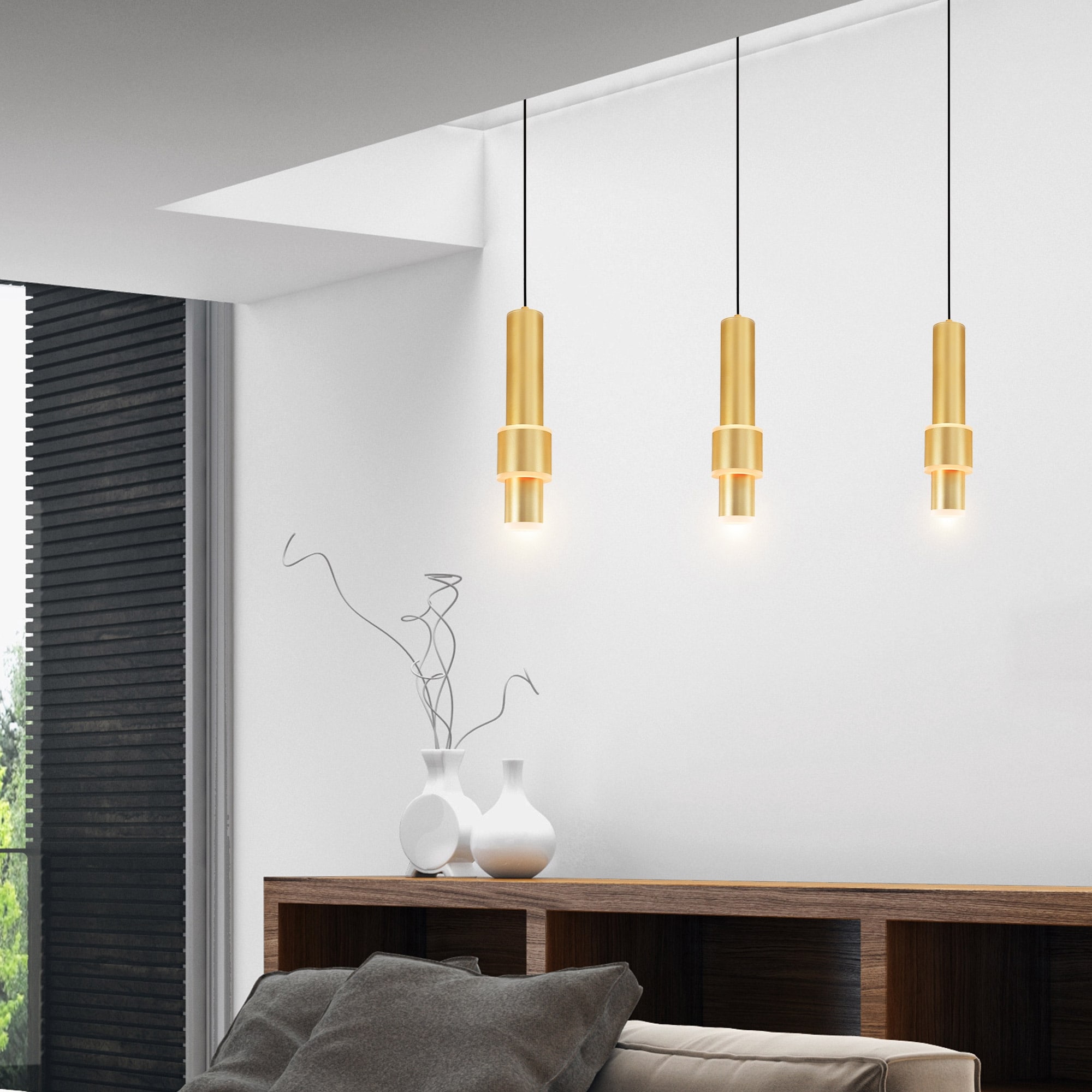 CWI Lighting Lena Integrated LED 5in Satin Gold Mini Pendant - Satin Gold