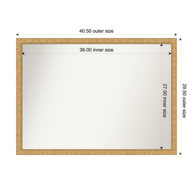 Lila Non-Beveled Wood Framed Bathroom Vanity Wall Mirror - 41 x 30 in - Lila Gold
