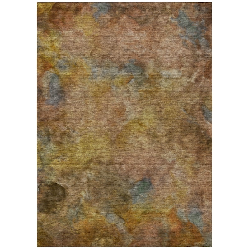 Machine Washable Indoor/ Outdoor Abstract Contemporary Chantille Rug