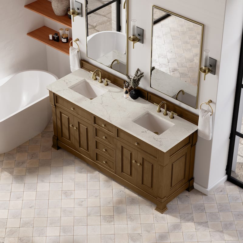 Brookfield 72" Double Vanity, Honey Oak