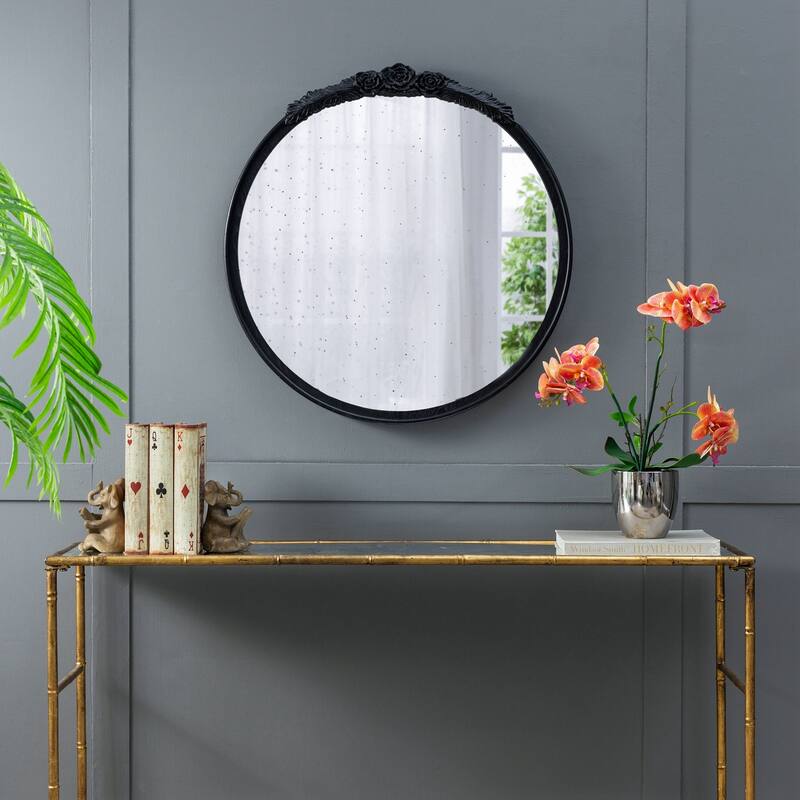 30"x30" Round Hand Carved Antique Mirror Frame