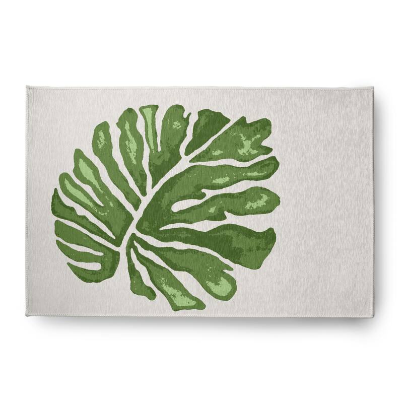 Big Leaf Spring Chenille Rug - 4' x 6' - Green