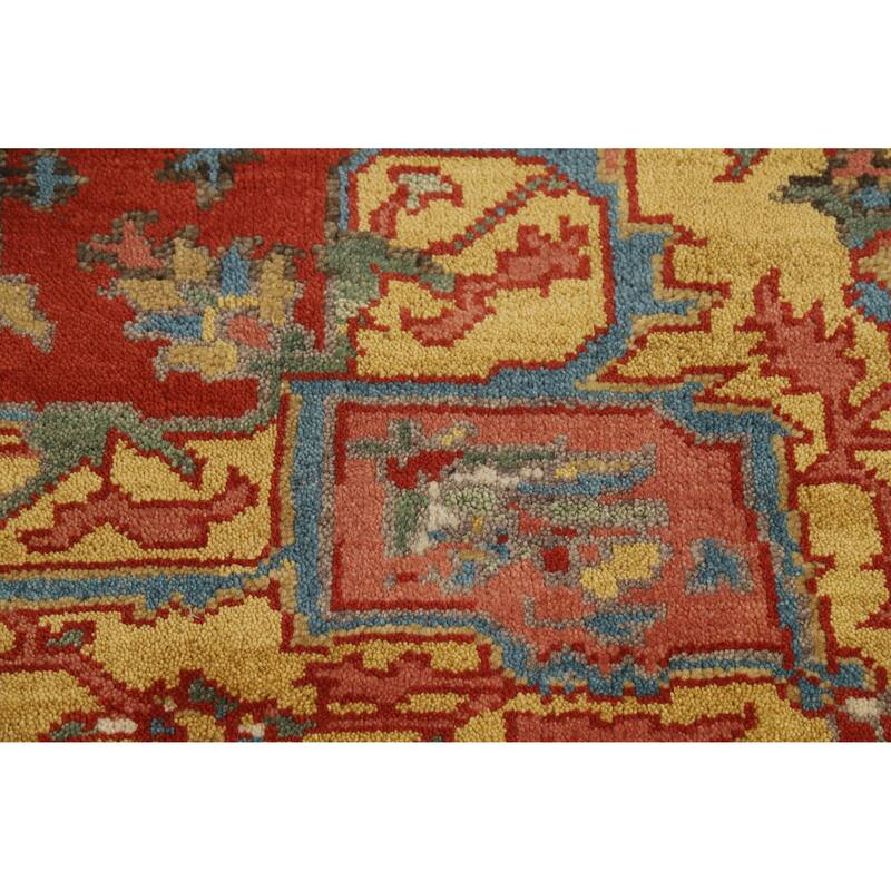 Hand Knotted Oriental 100% Wool Carpet Traditional Floral Red Heriz (serapi) Area Rug - 10' 1'' X 7' 11''