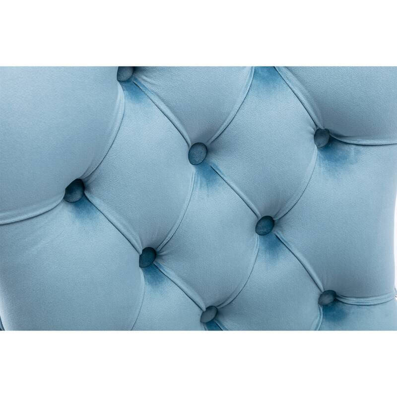 GDF Studio-Nikki Modern Wood Velvet Upholstered Dining Chair with Tufted Design, Nailhead Trim, 2-Pcs Set