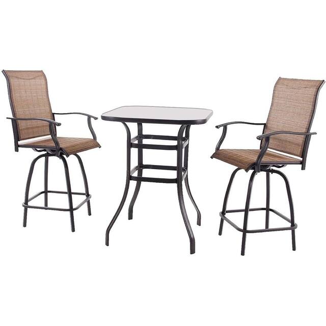 Casemo Stool Glass Table and Chair set - 3-Piece High Swivel Bar Set - High Top Tempered Glass Table with 2 Stools