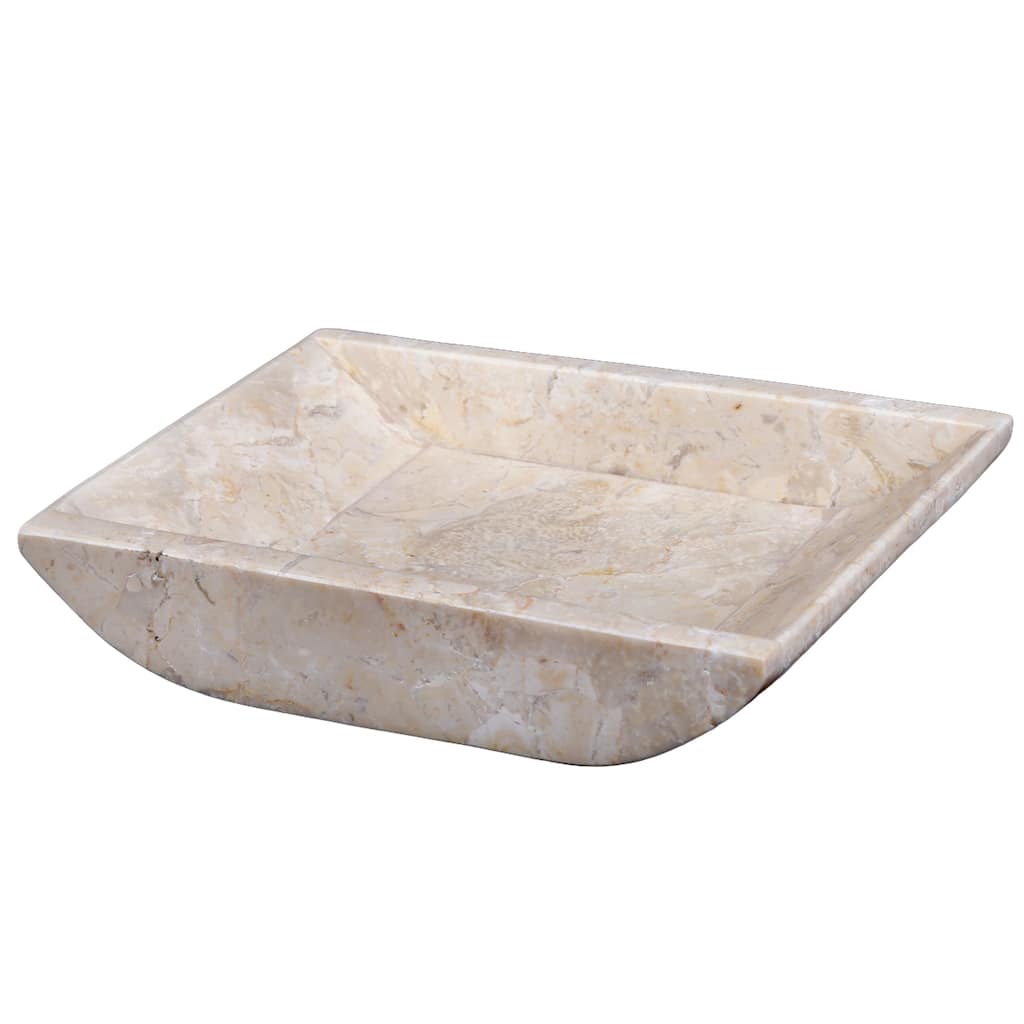 Creative Home Champagne Marble 6-1/4" x 4-3/4" Boat Shaped Candle Holder Plate with Glossy Finish