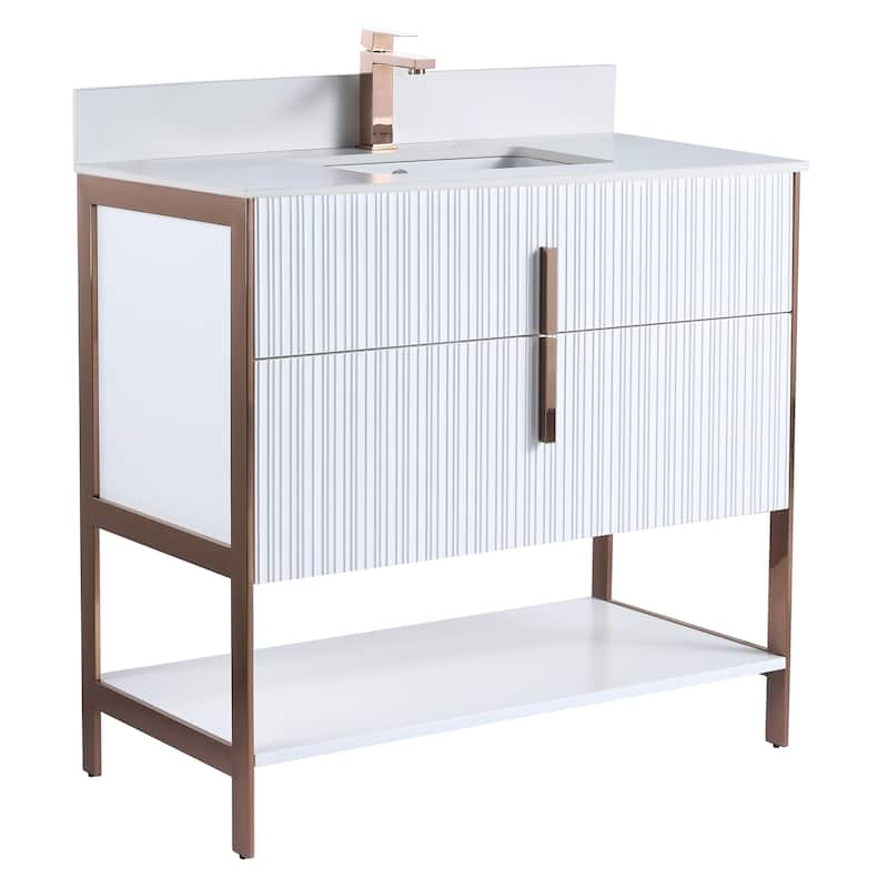 Fine Fixtures Serenity Modern Bathroom Vanity with White Stone Top