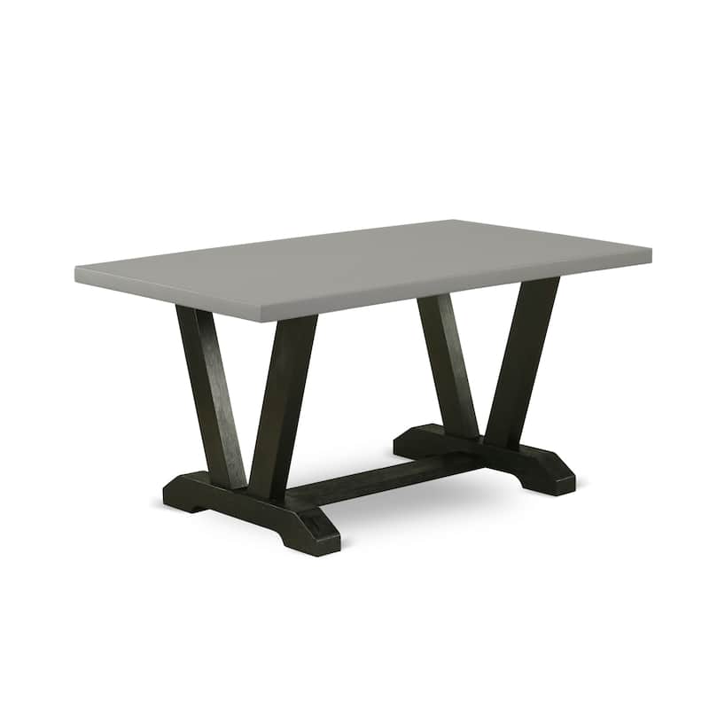 East West Furniture modern dining set - a breakfast table & Stackable Kitchen chairs - Wire-brushed Black(Pieces & Seat Options) - V696X2630-5