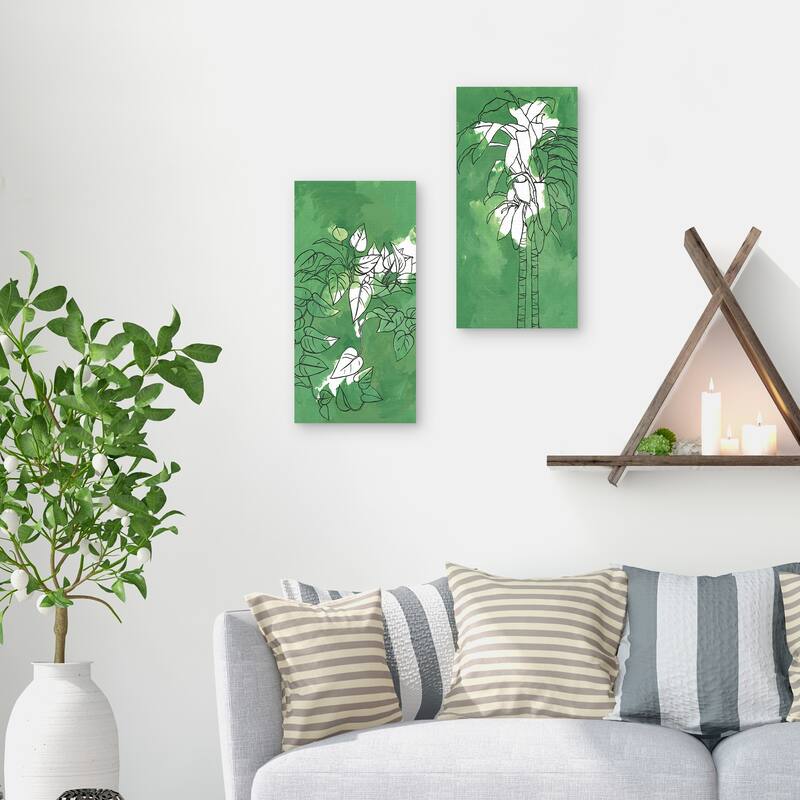 Dracaena on Green, Pothos on Green by ML Studio Canvas Art Prints