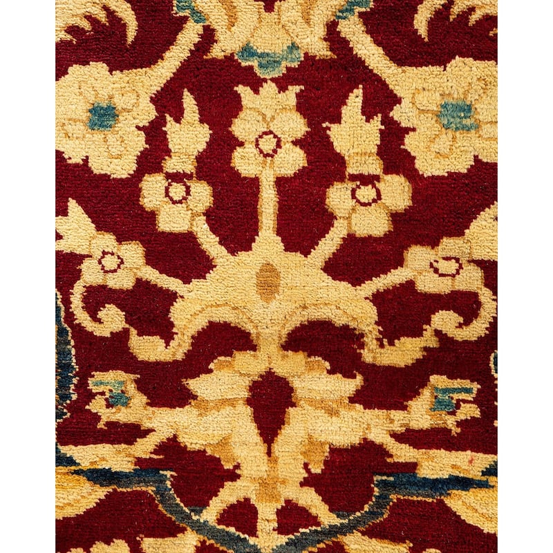 Overton Hand Knotted Wool Vintage Inspired Traditional Ottoman Gold Area Rug - 8' 10" x 12' 0"