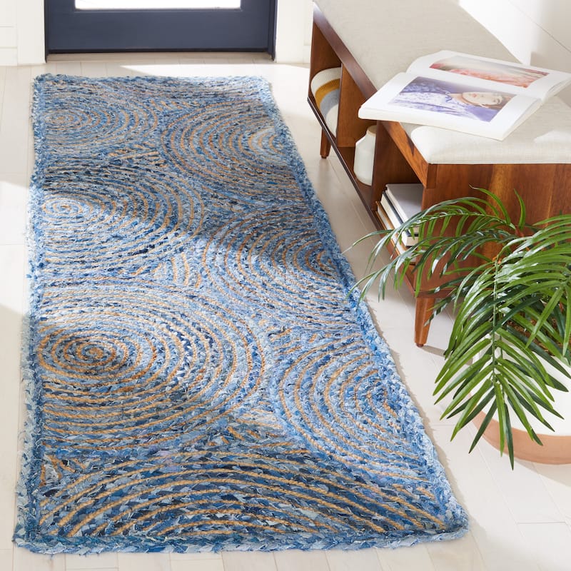 SAFAVIEH Handmade Cape Cod Mariam Coastal Jute Rug - 2'3" x 8' Runner - Blue/Natural