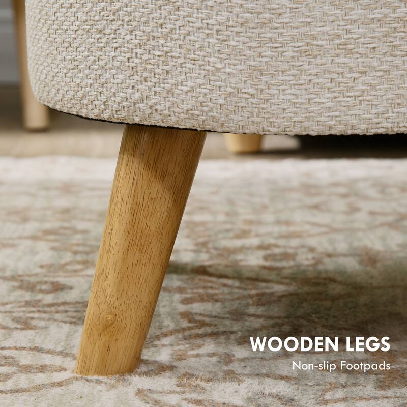 Storage Ottoman, Round Stool Chair with Cushioned Top