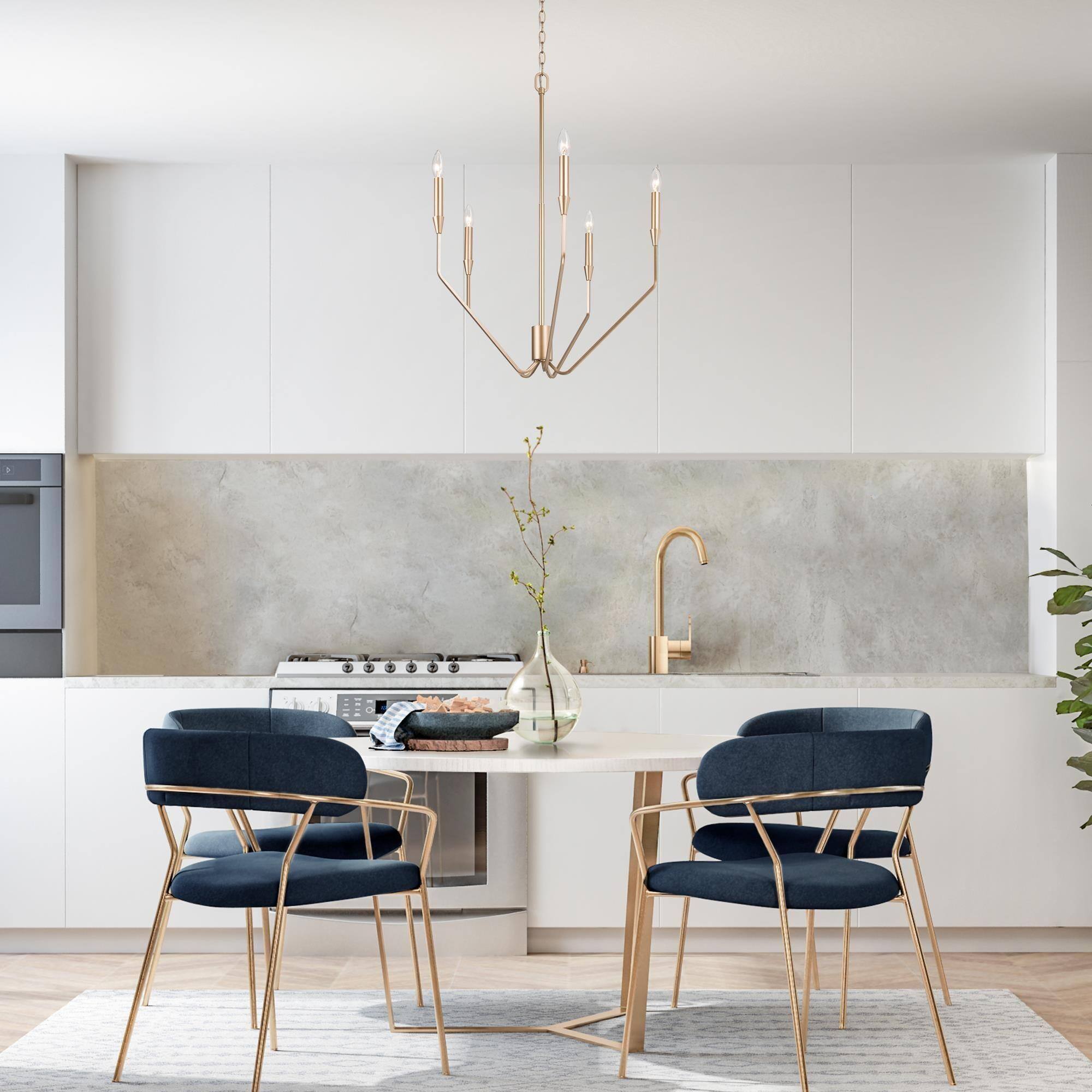 Transitional Modern Chandelier Curving arms 5light Minimalist Candle