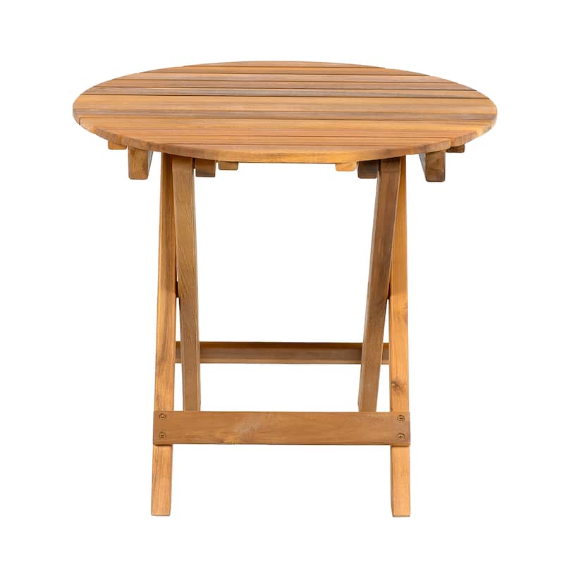 No Installation Required - Foldable and Adjustable Outdoor Acacia Wood Side Table (Teak Finish)