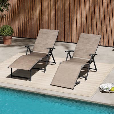 VredHom Outdoor Portable Folding Chaise Lounge Chairs (Set of 2) - 70" L x 20" W x 14" H