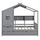 preview thumbnail 3 of 14, Gray Full Size Wooden House Bed with Trundle & Storage Shelf