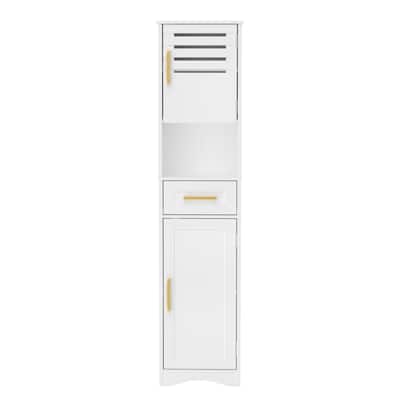 Tall Bathroom Floor Storage Cabinet with 1 Drawer and 2 Doors Storage Cabinet with 5 Adjustable Height Shelf