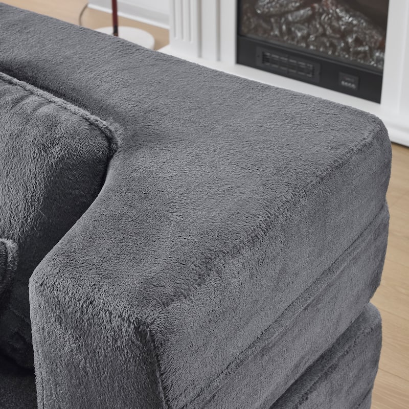 Folding Plush Futon Loveseat Couch Converts into Sleeper Sofa Bed or Yoga Mattress, High-Density Foam Queen Size Floor Bed