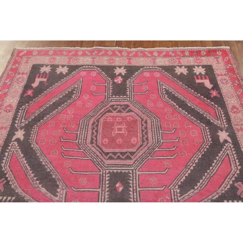Over-Dyed Meshkin Persian Vintage Area Rug Handmade Wool Carpet - 5'2"x 9'4"