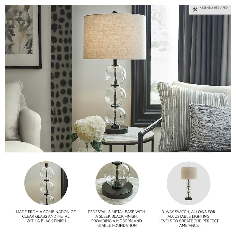 Signature Design by Ashley Airbal Clear/Black Table Lamp (Set of 2) - 14.88"W x 14.88"D x 29.38"H