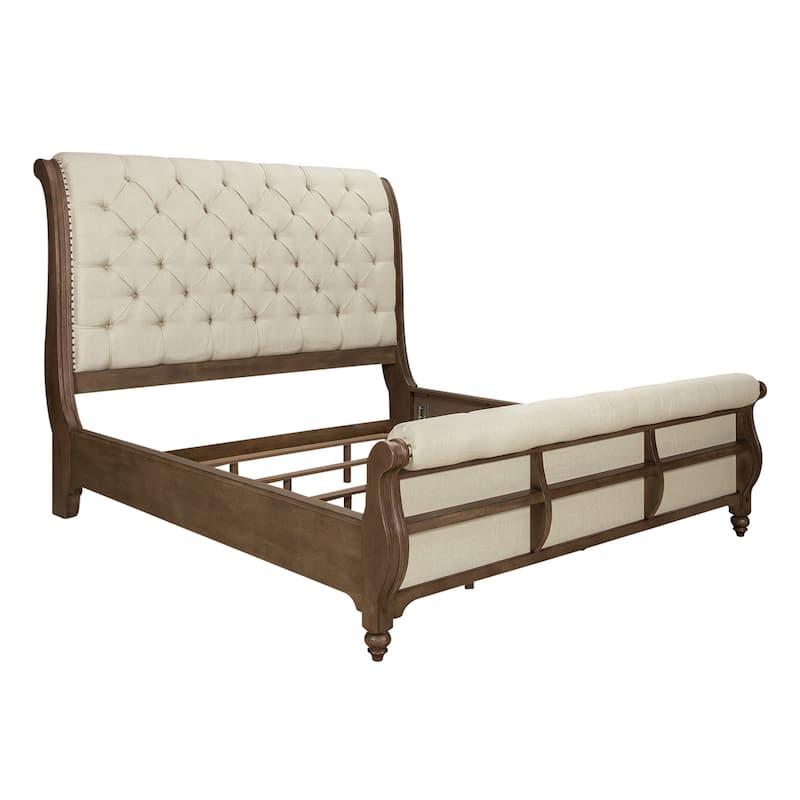 Americana Farmhouse Sleigh Bed, Dresser and Mirror Bedroom Set