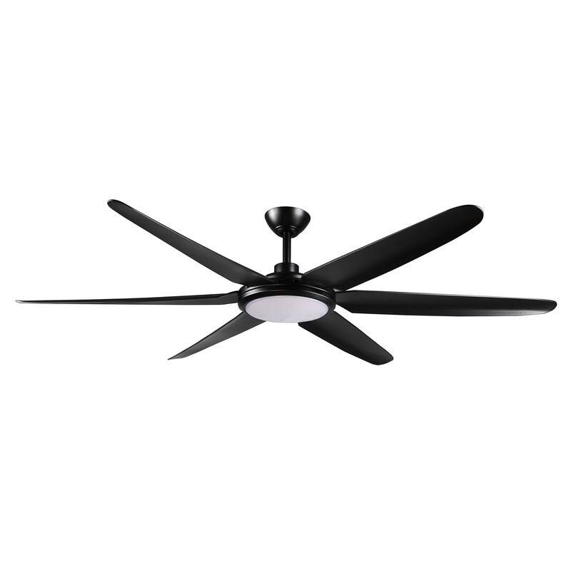 65-inch Modern Black Large Dimmable Ceiling Fan with LED Light and Remote - 65" W x 13.3" H/16.3" H