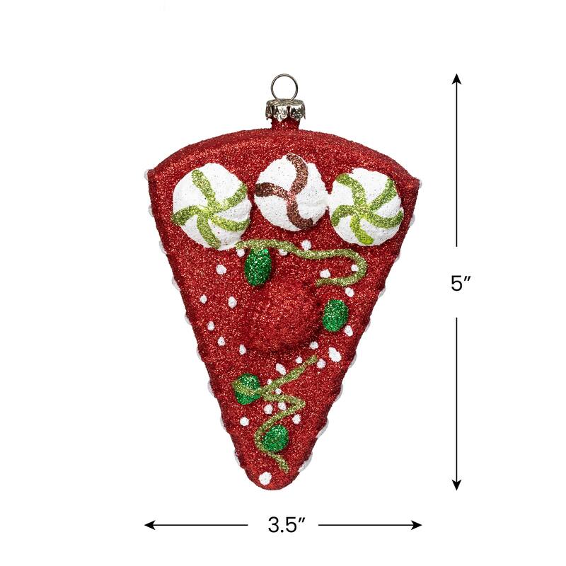 Glittered Shatterproof Strawberry Cake Slice Christmas Ornament - 5" - Red and White