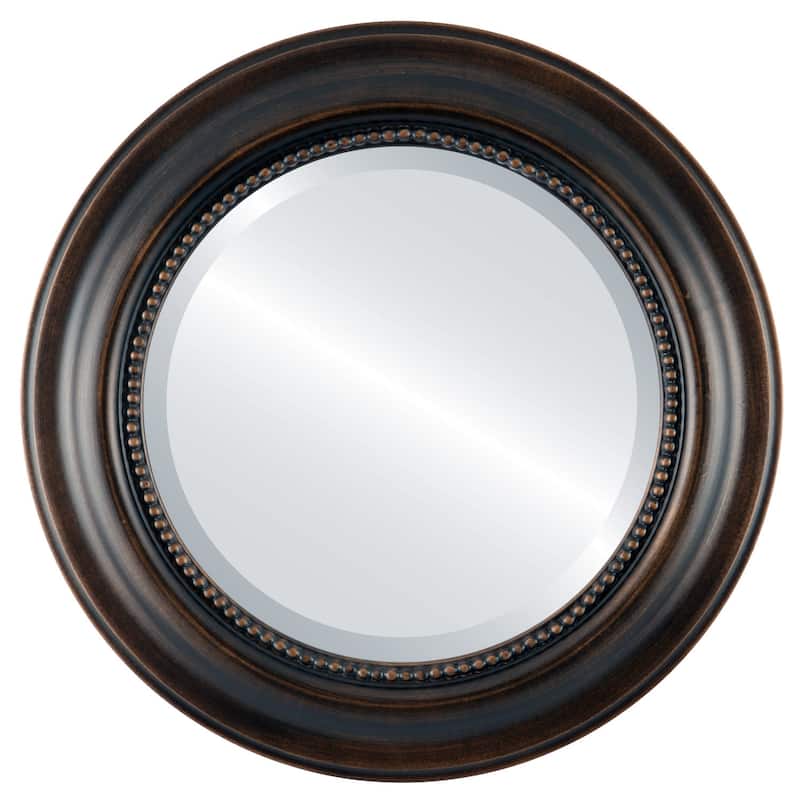 Heritage Framed Round Mirror in Rubbed Bronze - Antique Bronze