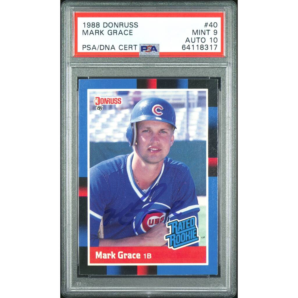 Mark Grace 1988 Donruss Signed Rookie Card #40 Auto Graded PSA 10 64118317 - 8'6" x 11'6"