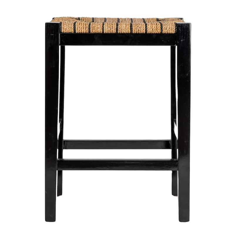 Willowbrook Wood and Seagrass Backless Counter Stool