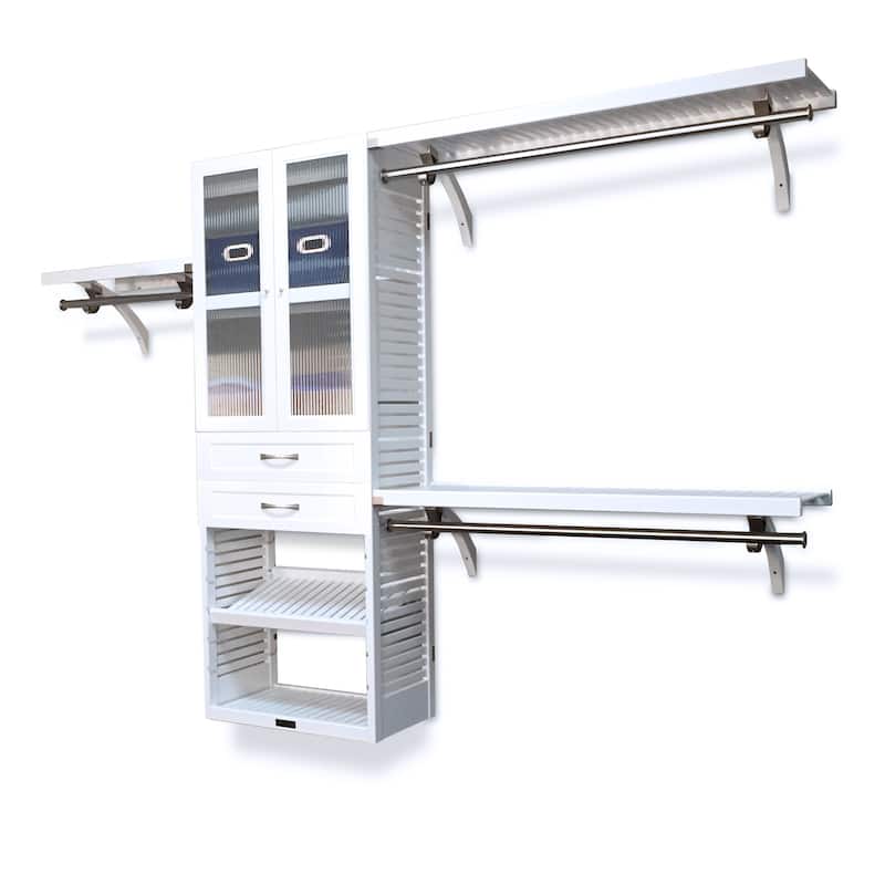 John Louis Home Solid Wood Walk-In Closet System with 2-Drawers and Doors White