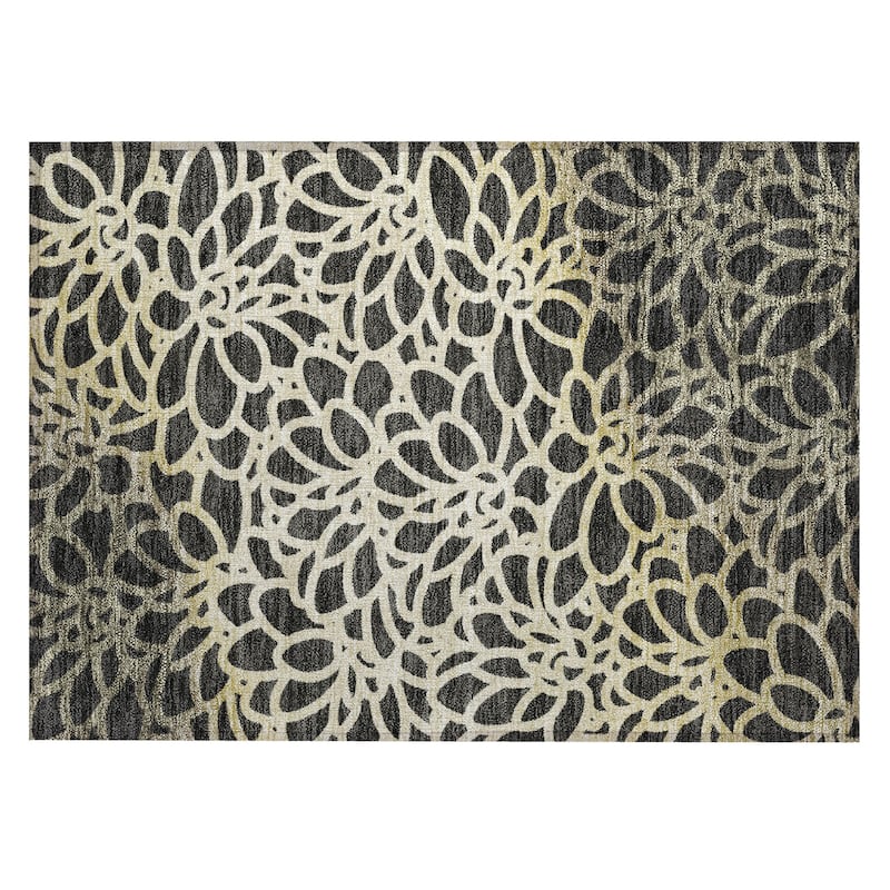 Machine Washable Indoor/ Outdoor Floral Craze Chantille Rug