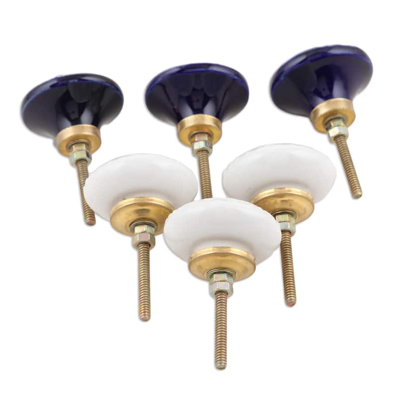 Novica Handmade Elegant Assortment Decorative Ceramic Knobs (Set Of 6)