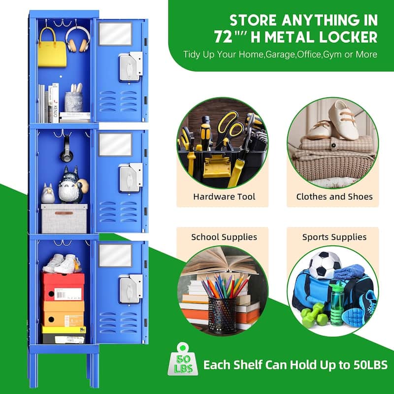 3 Door/5 Door Metal Lockers Storage Cabinet for School Office Gym Metal Storage