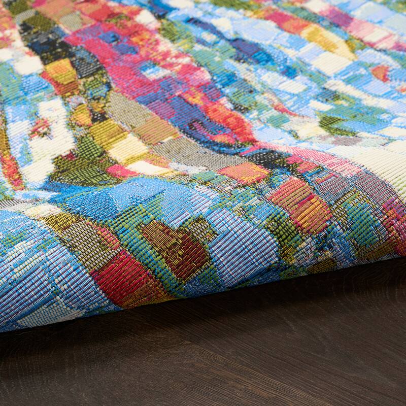 Nourison Color Splash Indoor/Outdoor Multicolored Graphic Area Rug