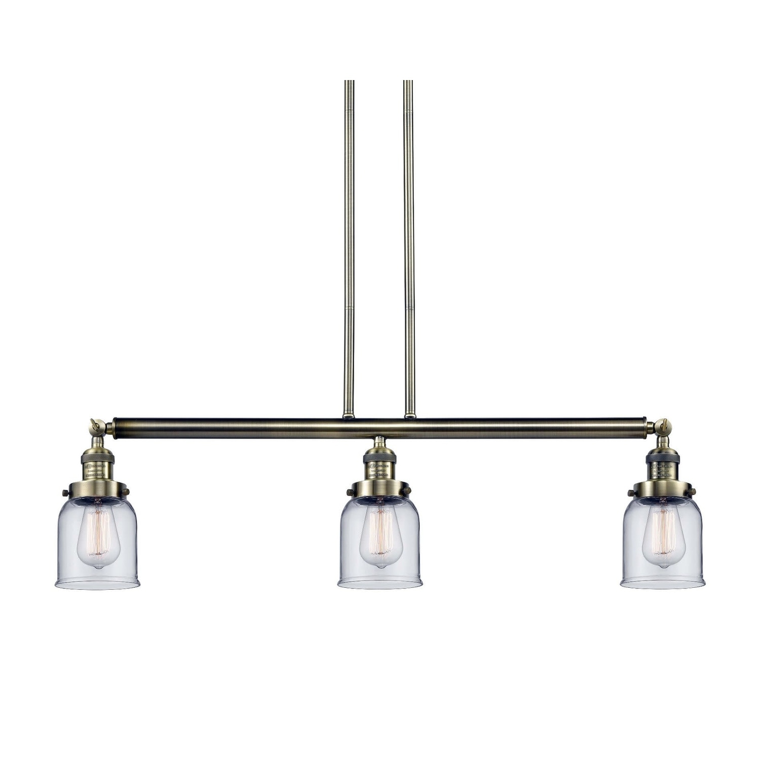 Innovations Lighting 213-S Small Bell  Small Bell 3 Light 38" Wide Linear Chandelier (Brushed Satin Nickel / Plated Smoked) - Chandeliers For Bedrooms by Overstock.com